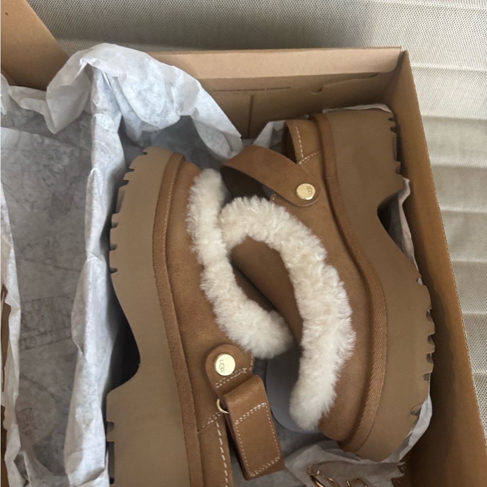 UGG Tan Platform Loafers